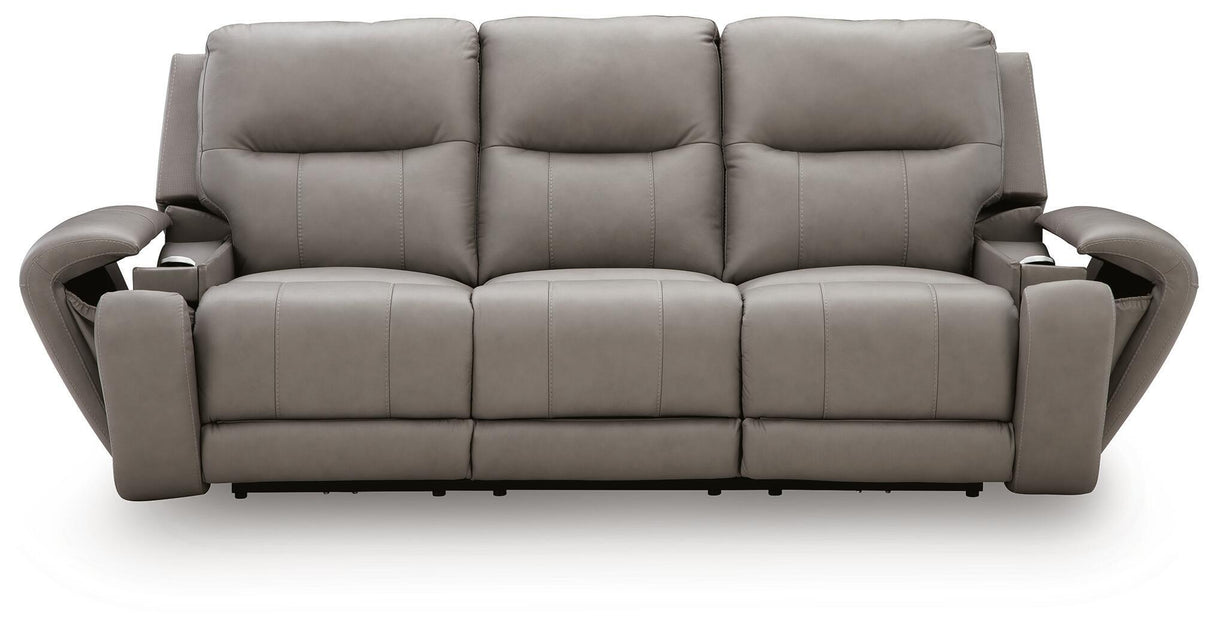 Real Moments - Power Reclining Sofa With Audio Seating - Ash