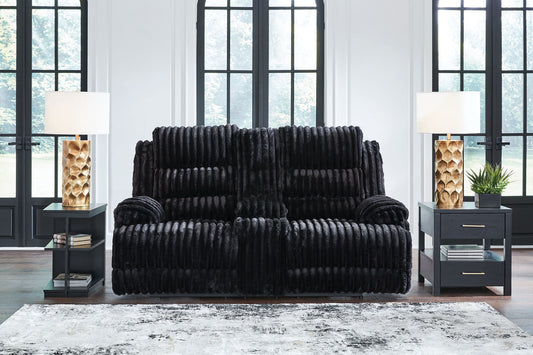 Rhine Falls - Double Reclining Power Loveseat With Console - Onyx