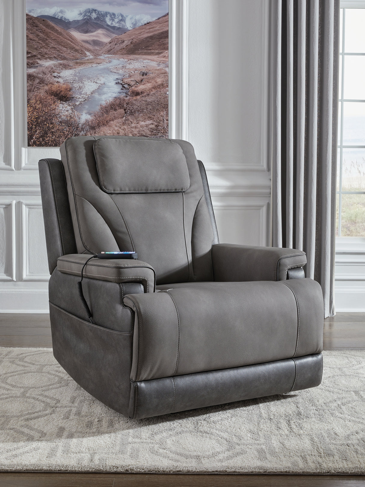 Furniture City Houma - Ashley Furniture - 4Z-Peaceful Pause Power Lift Recliner - Power Lift Recliner / Slate - PC1210412