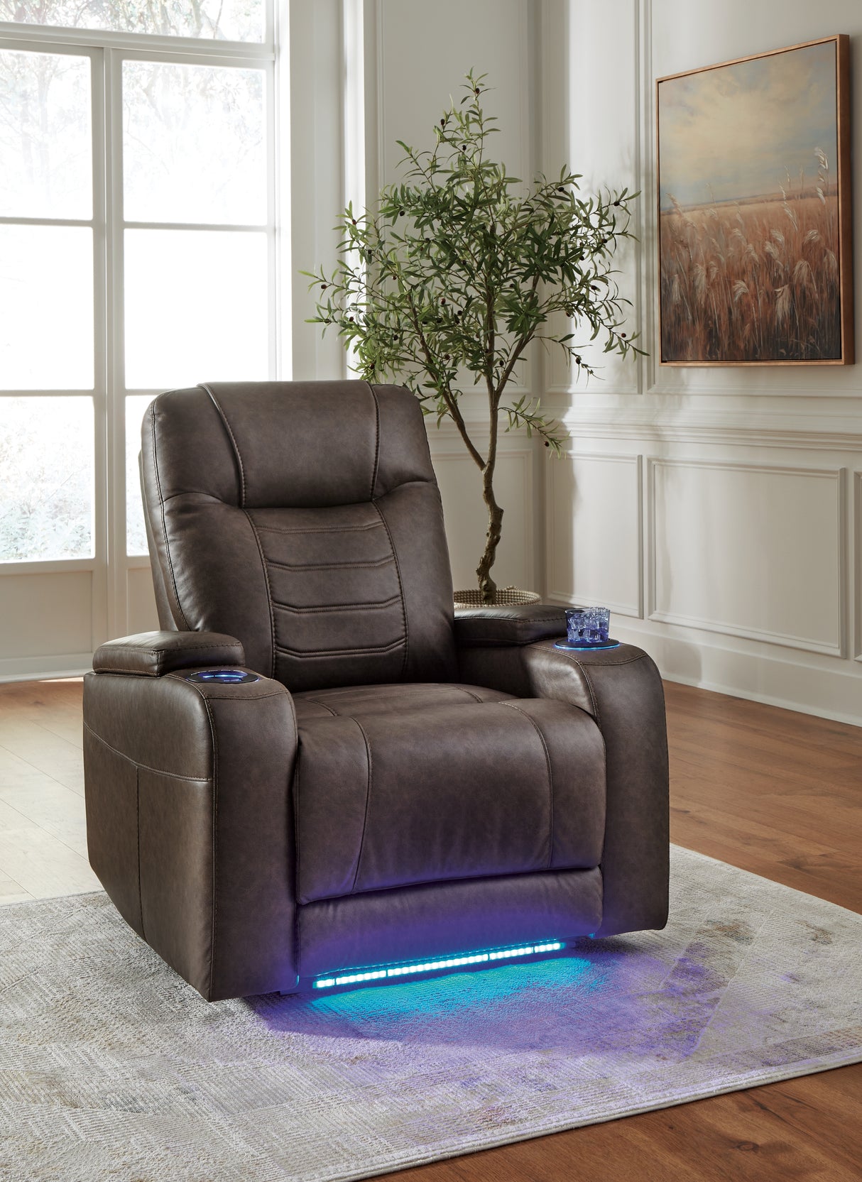 Furniture City Houma - Ashley Furniture - Schooner Rocks Power Recliner - PWR Recliner/ADJ Headrest / Umber - 1610413
