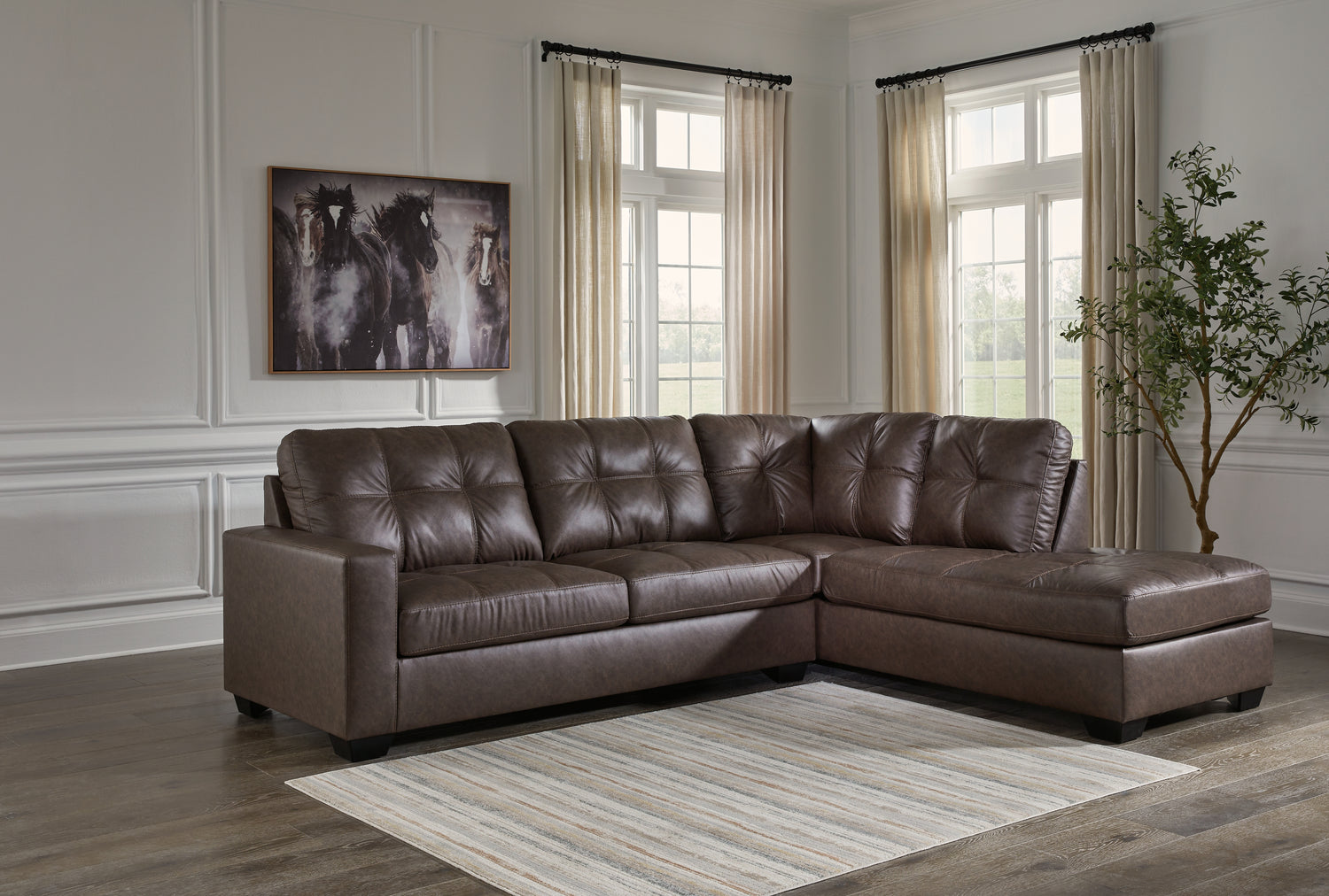 Furniture City Houma - Ashley Furniture - Barlin Mills 2-Piece Sectional with Chaise - LAF 2-Piece Sectional with Chaise / Umber - 17003S2