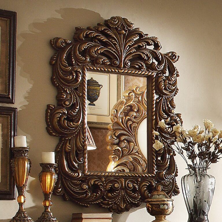 HD-8011 - Console Mirror - Antique Gold / Pefect Brown