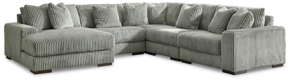 Furniture City Houma - Ashley Furniture - Lindyn 5-Piece Sectional with Chaise - RAF 5-Piece Sectional with Chaise / Fog - 21105S6