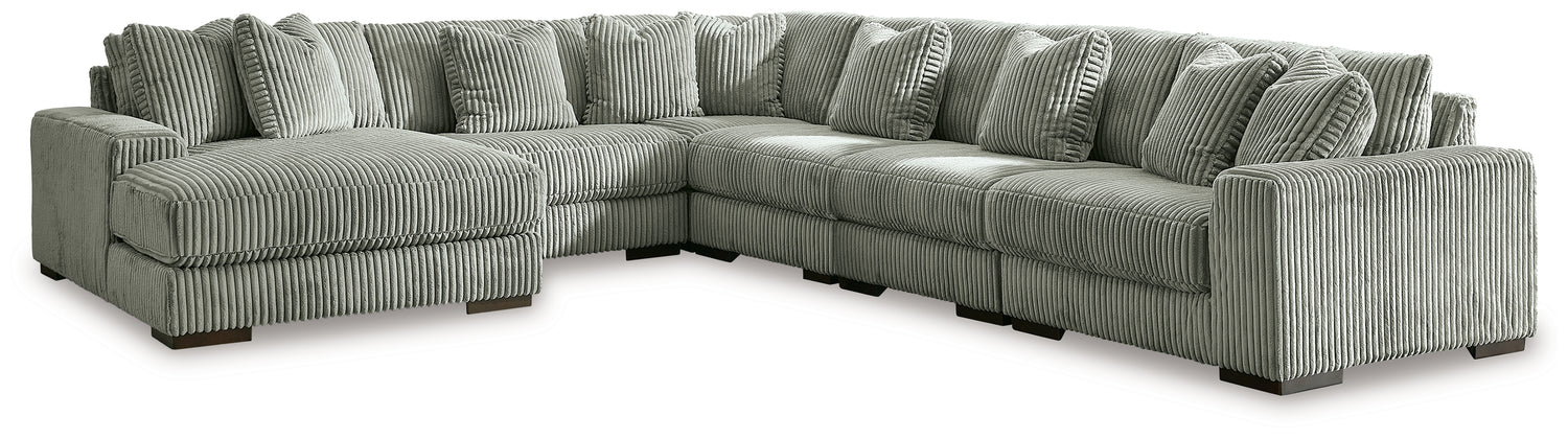 Furniture City Houma - Ashley Furniture - Lindyn 6-Piece Sectional with Chaise - RAF 6-Piece Sectional with Chaise / Fog - 21105S8