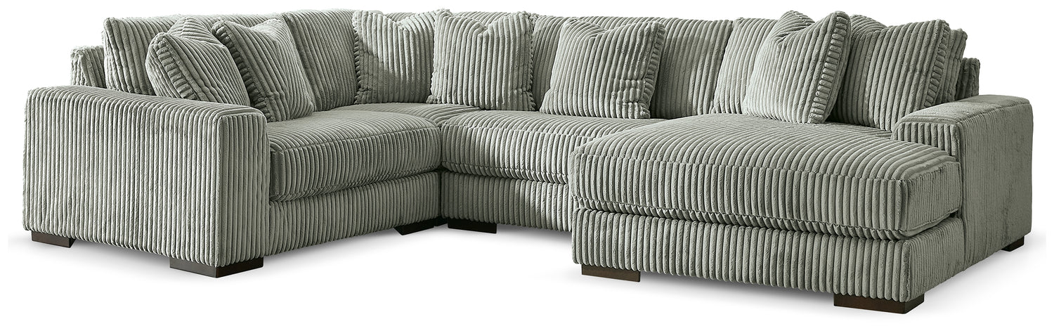 Furniture City Houma - Ashley Furniture - Lindyn 4-Piece Sectional with Chaise - RAF 4-Piece Sectional with Chaise / Fog - 21105S15