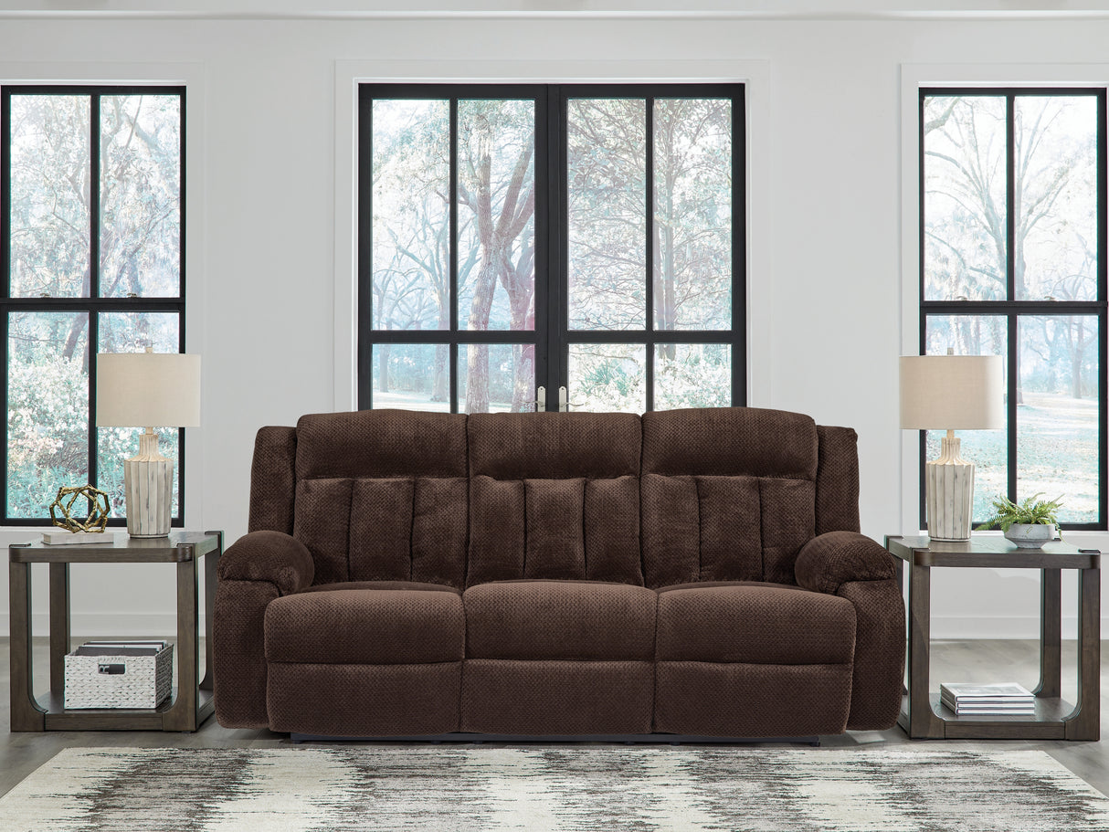Furniture City Houma - Ashley Furniture - Observation Power Reclining Sofa with Drop Down Table - REC PWR Sofa w/Drop Down Table / Chocolate - PC2140699