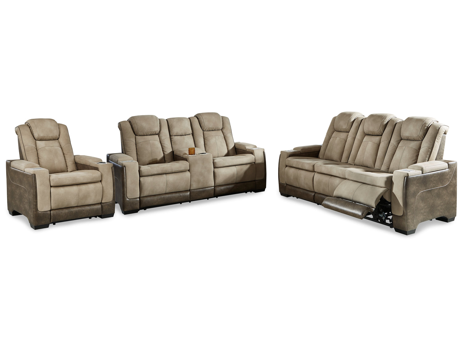 Furniture City Houma - Ashley Furniture - Next-Gen DuraPella Power Reclining Sofa, Loveseat and Recliner - Power Reclining Sofa, Loveseat and Recliner / Sand - 22003U2