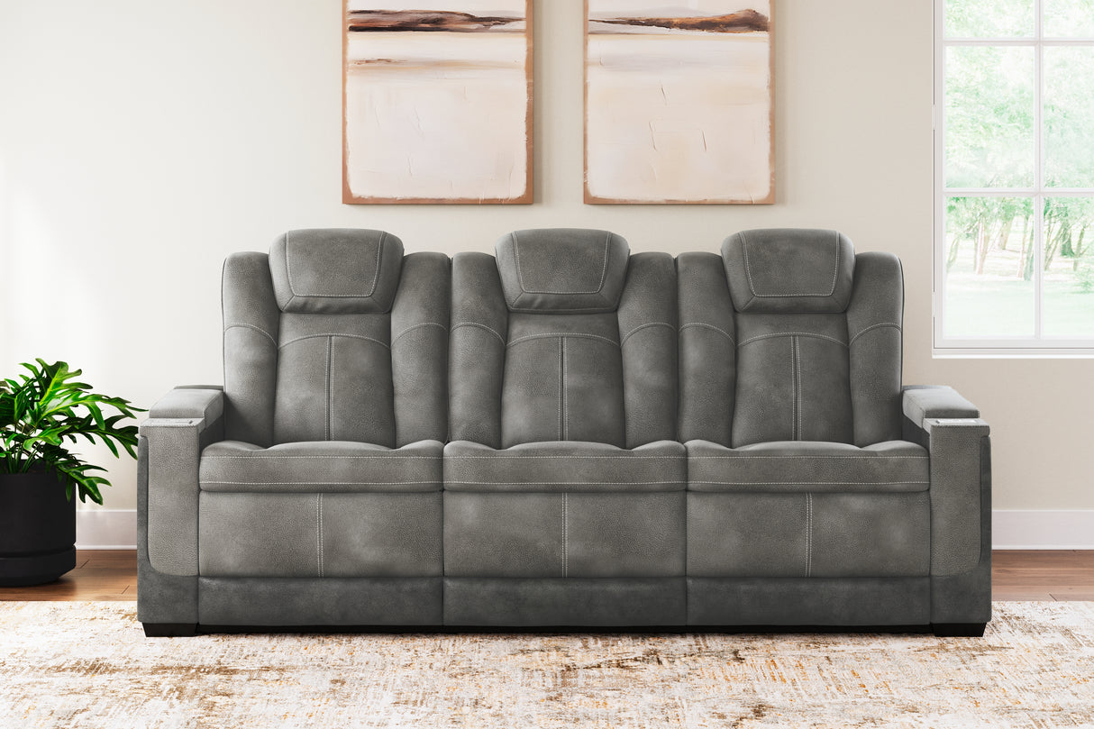 Furniture City Houma - Ashley Furniture - Next-Gen DuraPella Power Reclining Sofa - PWR REC Sofa with ADJ Headrest / Slate - 2200415