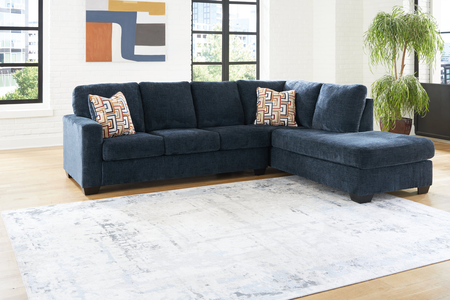Furniture City Houma - Ashley Furniture - Aviemore 2-Piece Sectional with Chaise - LAF 2-Piece Sectional with Chaise / Ink - 24303S2
