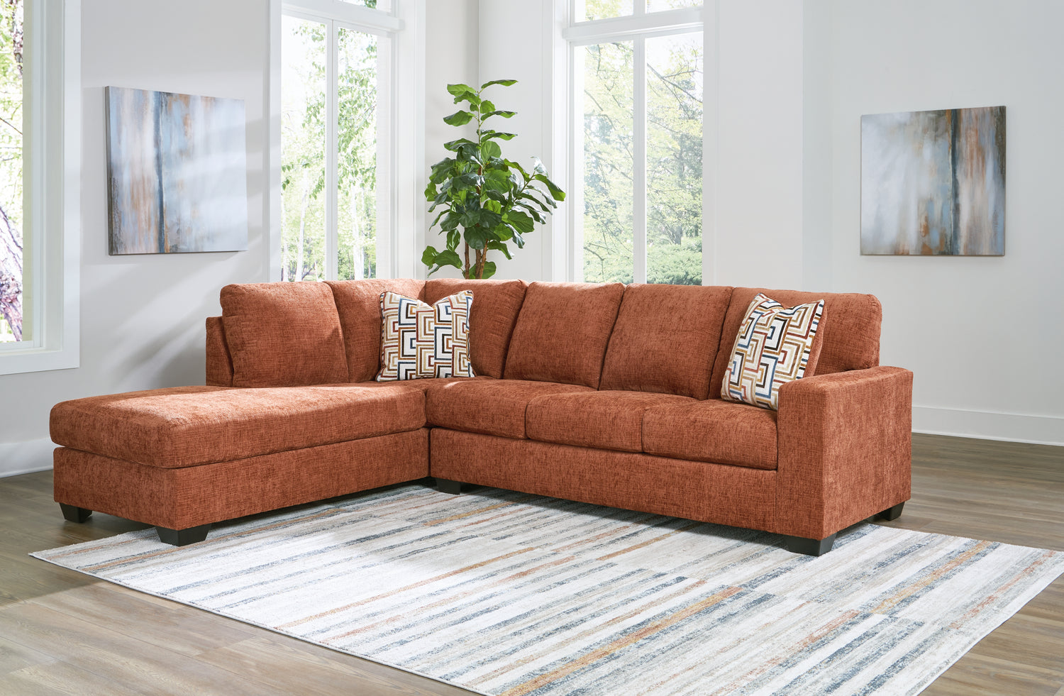 Furniture City Houma - Ashley Furniture - Aviemore 2-Piece Sectional with Chaise - RAF 2-Piece Sectional with Chaise / Spice - 24304S1