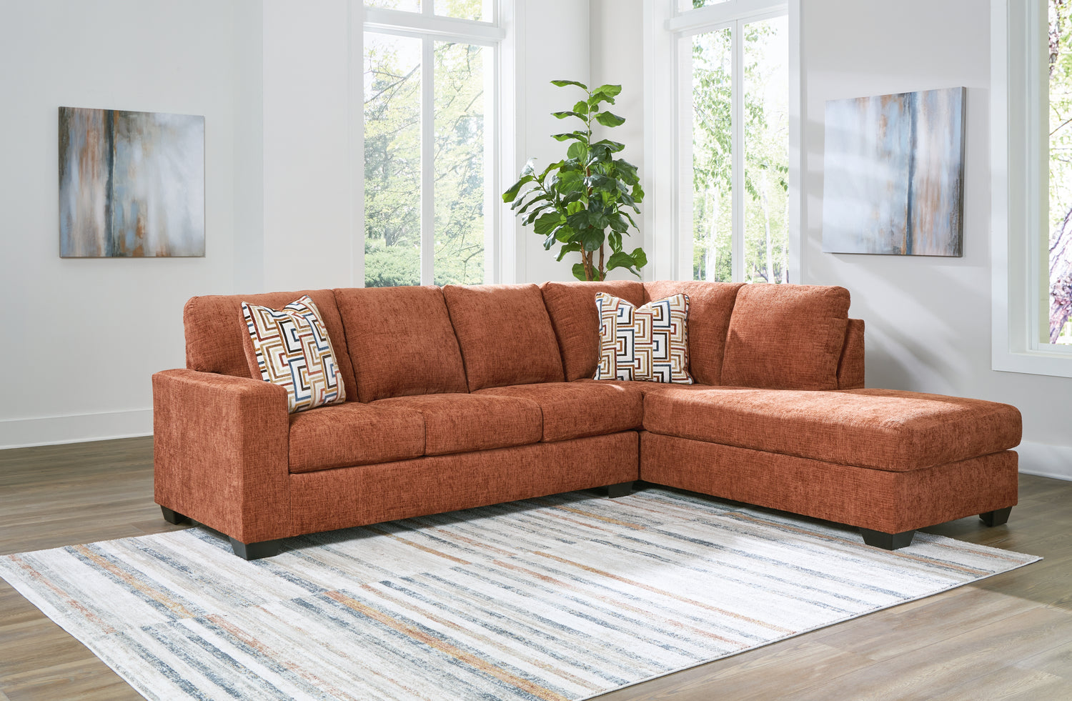 Furniture City Houma - Ashley Furniture - Aviemore 2-Piece Sectional with Chaise - LAF 2-Piece Sectional with Chaise / Spice - 24304S2