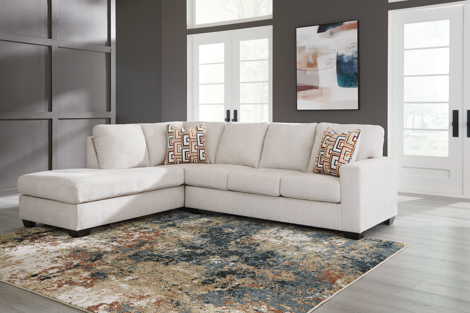 Furniture City Houma - Ashley Furniture - Aviemore 2-Piece Sectional with Chaise - RAF 2-Piece Sectional with Chaise / Stone - 24305S1