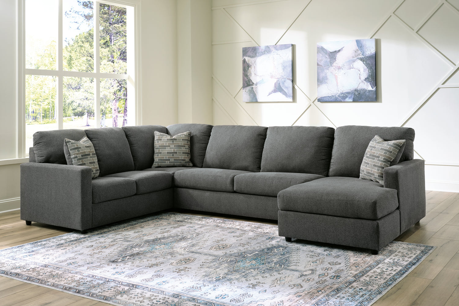 Furniture City Houma - Ashley Furniture - Edenfield 3-Piece Sectional with Chaise - LAF 3-Piece Sectional with Chaise / Charcoal - 29003S2
