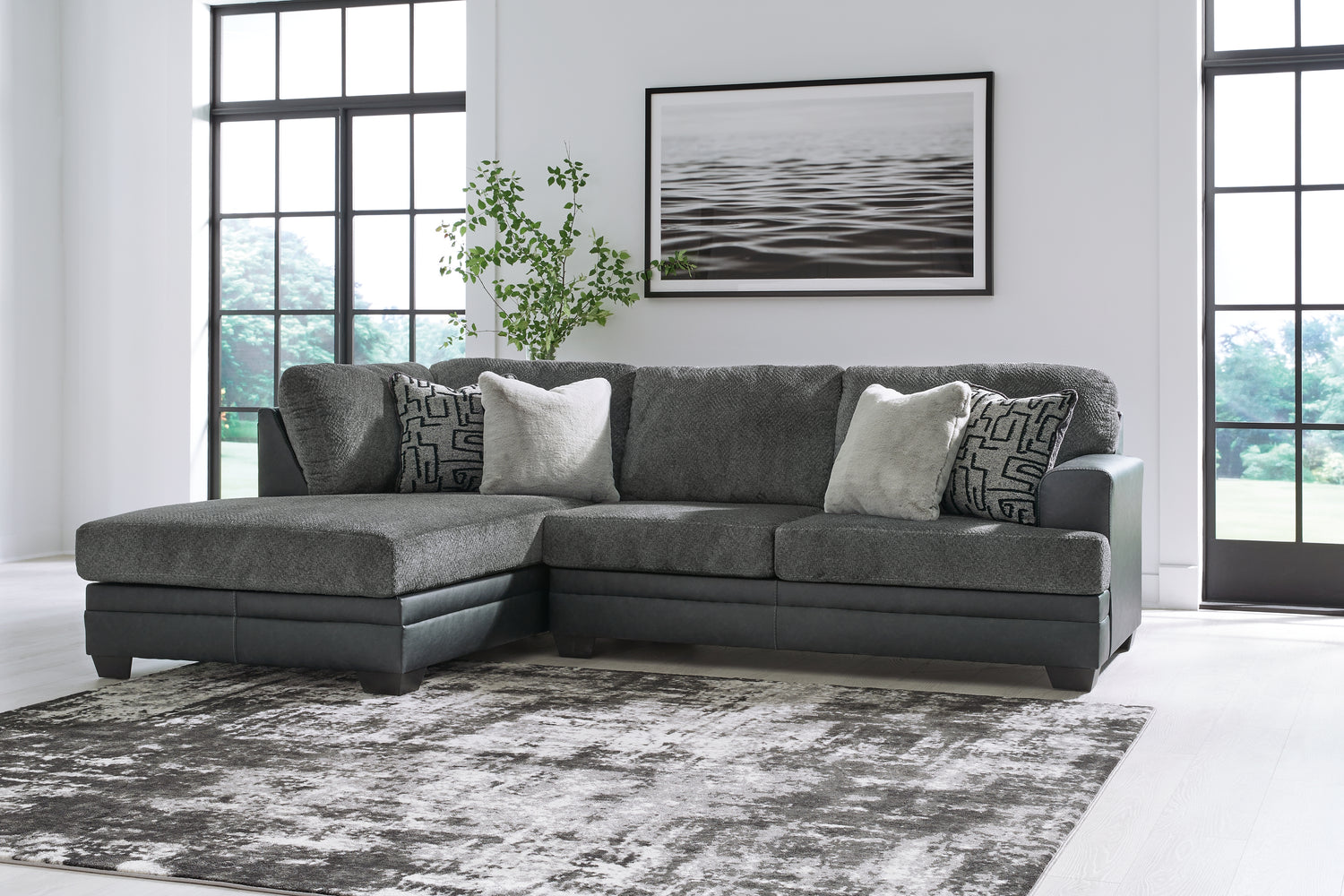 Furniture City Houma - Ashley Furniture - Brixley Pier 2-Piece Sectional with Chaise - RAF 2-Piece Sectional with Chaise / Graphite - 29906S1