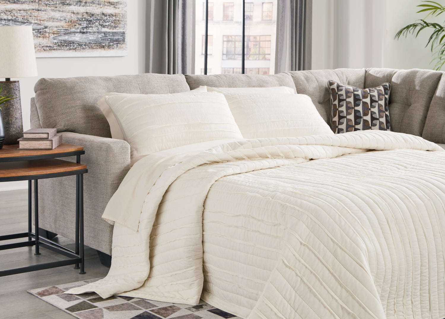 Furniture City Houma - Ashley Furniture - Mahoney 2-Piece Sleeper Sectional with Chaise - 2-Piece Sleeper Sectional with Chaise / Pebble - 31004S4