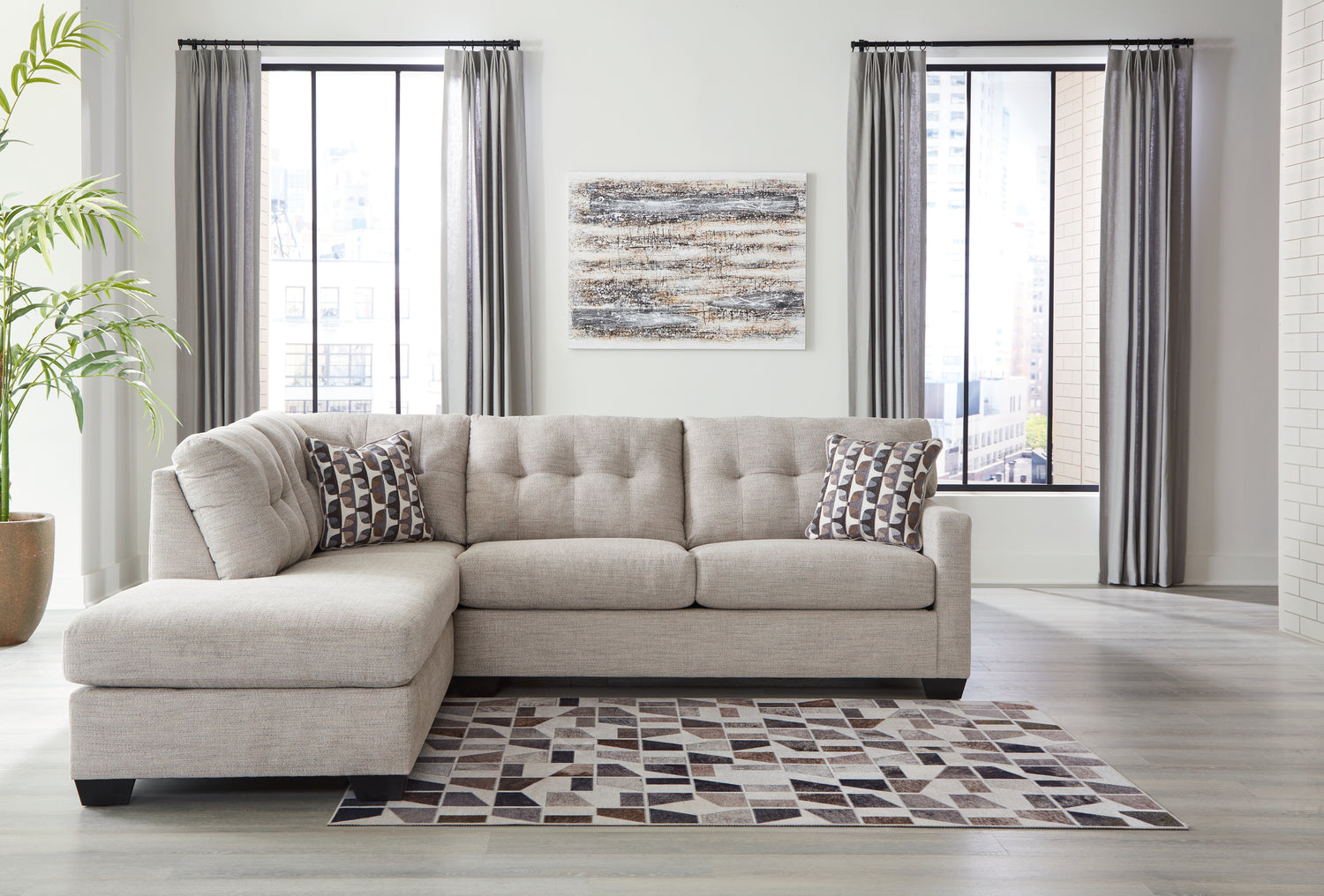 Furniture City Houma - Ashley Furniture - Mahoney 2-Piece Sectional with Chaise - RAF 2-Piece Sectional with Chaise / Pebble - 31004S1