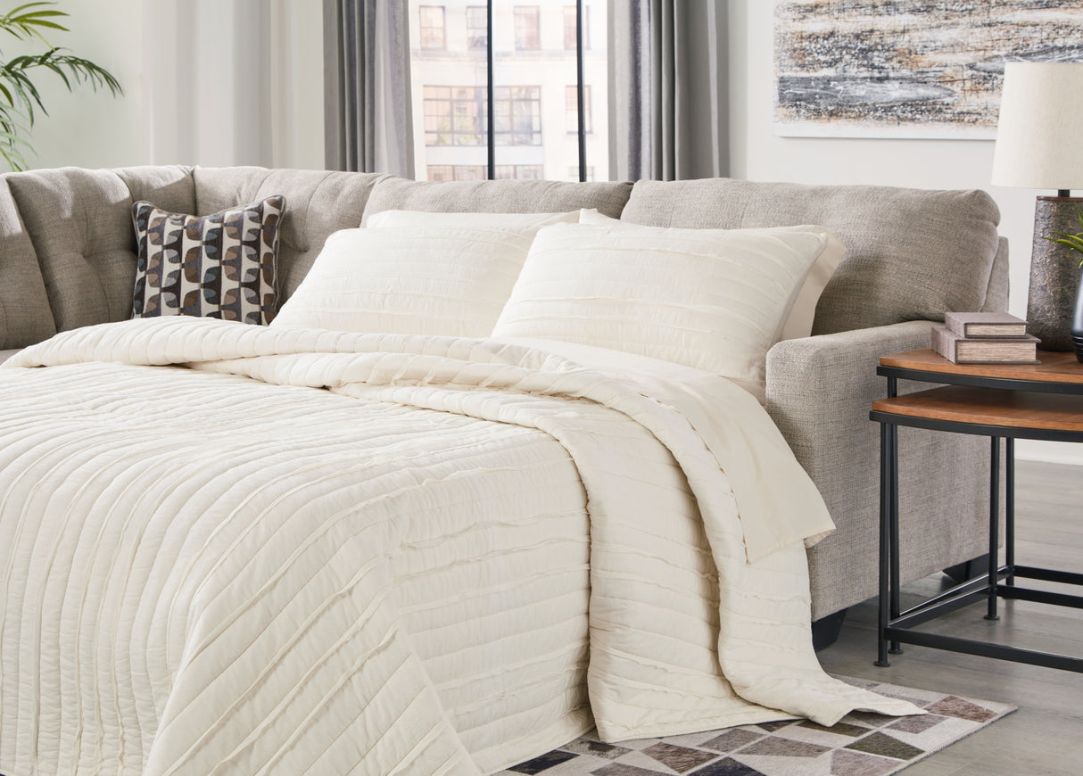 Furniture City Houma - Ashley Furniture - Mahoney 2-Piece Sleeper Sectional with Chaise - RAF 2-Piece Sleeper Sectional with Chaise / Pebble - 31004S3