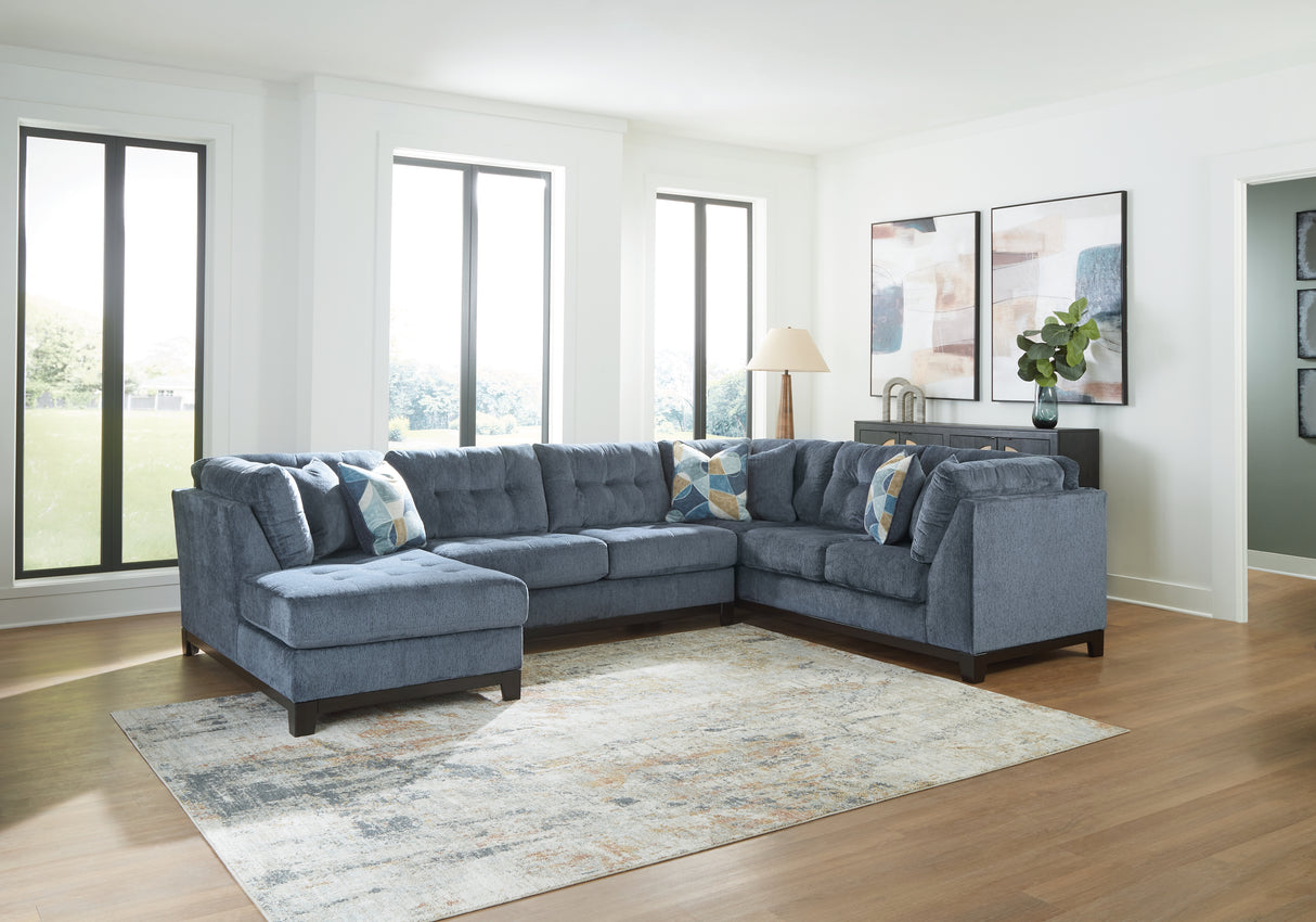 Furniture City Houma - Ashley Furniture - Maxon Place 3-Piece Sectional with Chaise - RAF 3-Piece Sectional with Chaise / Navy - 33003S1