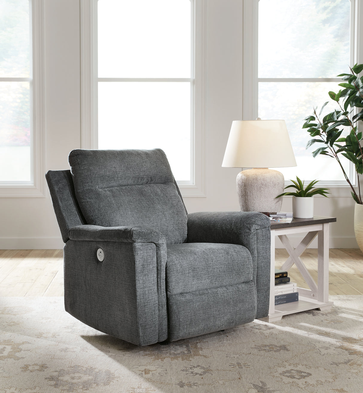 Furniture City Houma - Ashley Furniture - Barnsana Power Recliner - Power Rocker Recliner / Gravel - 3320298