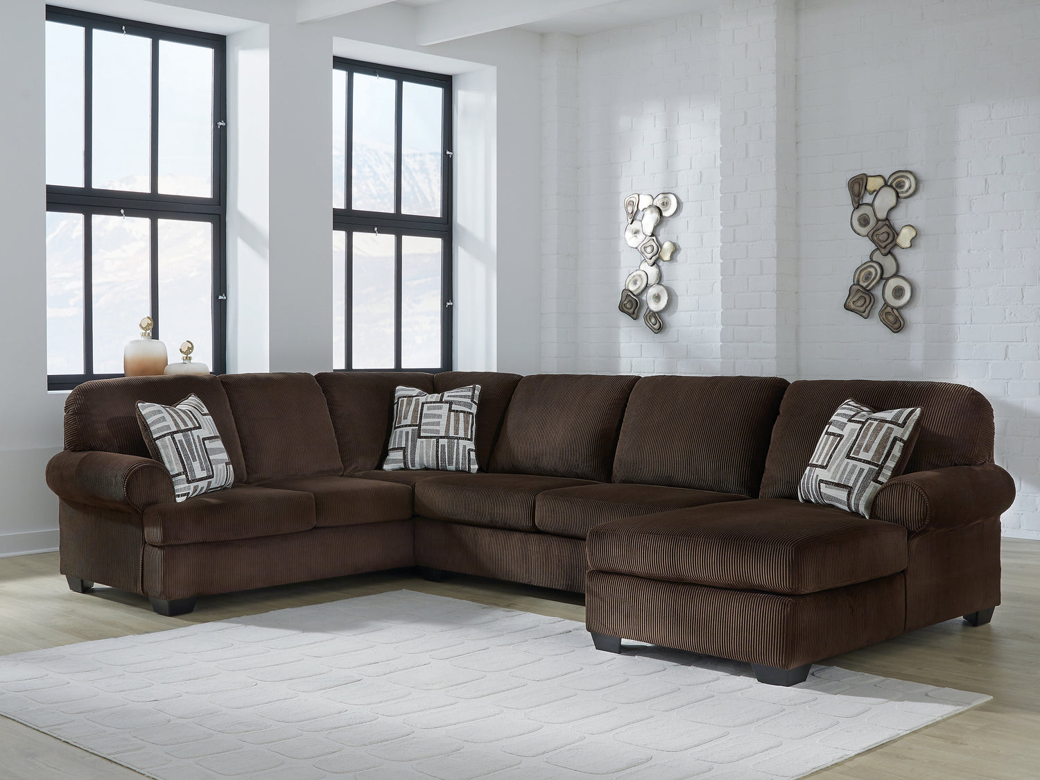 Furniture City Houma - Ashley Furniture - Kimlee 3-Piece Sectional with Chaise - LAF 3-Piece Sectional with Chaise / Chocolate - PC35603S2