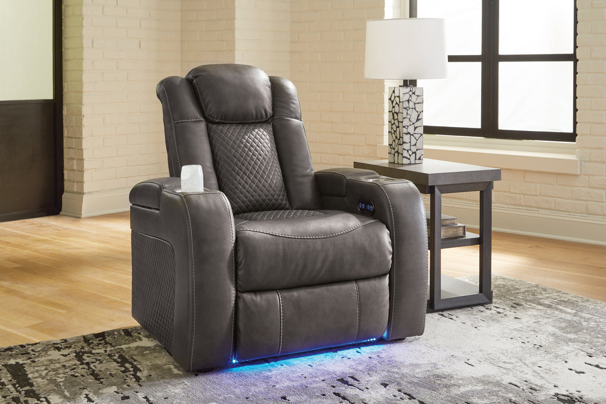 Furniture City Houma - Ashley Furniture - Fyne-Dyme Power Recliner - PWR Recliner/ADJ Headrest / Shadow - 3660213
