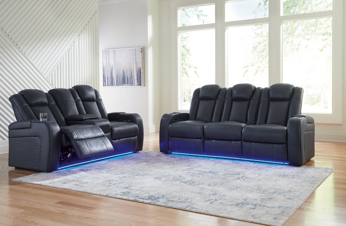 Furniture City Houma - Ashley Furniture - Fyne-Dyme Power Reclining Sofa and Loveseat - Power Reclining Sofa and Loveseat / Sapphire - 36603U1