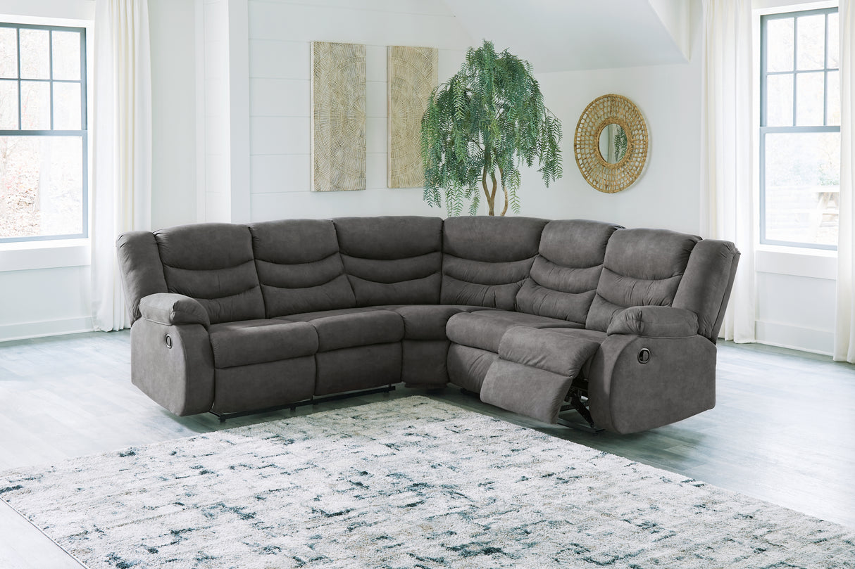 Furniture City Houma - Ashley Furniture - Partymate 2-Piece Reclining Sectional - 2-Piece Reclining Sectional / Slate - 36903S2