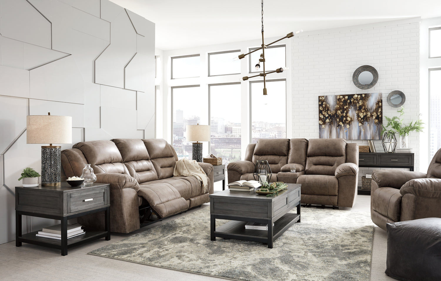 Furniture City Houma - Ashley Furniture - Stoneland Reclining Sofa, Loveseat and Recliner - Reclining Sofa, Loveseat and Recliner - 39905U6