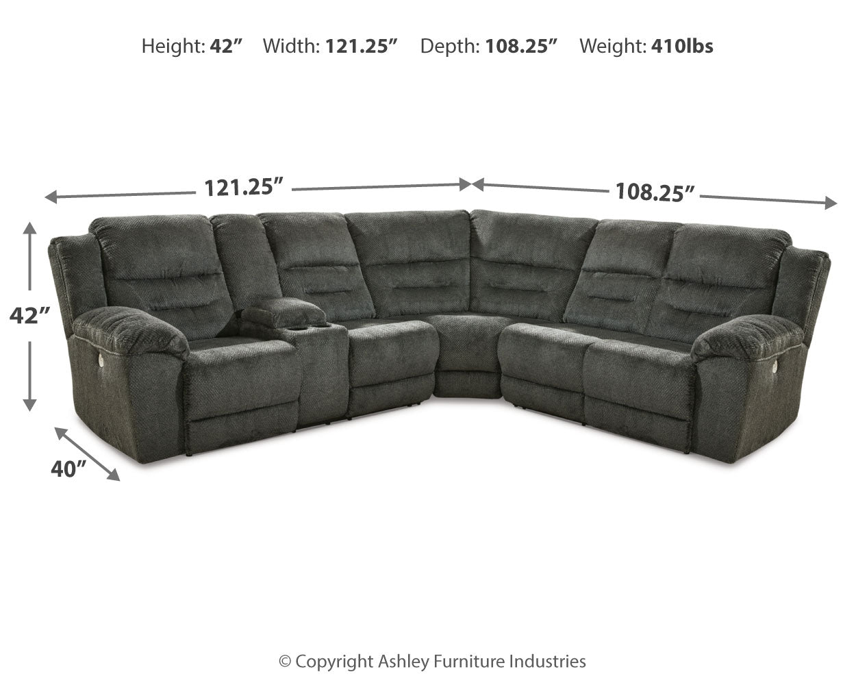 Nettington 3-Piece Power Reclining Sectional