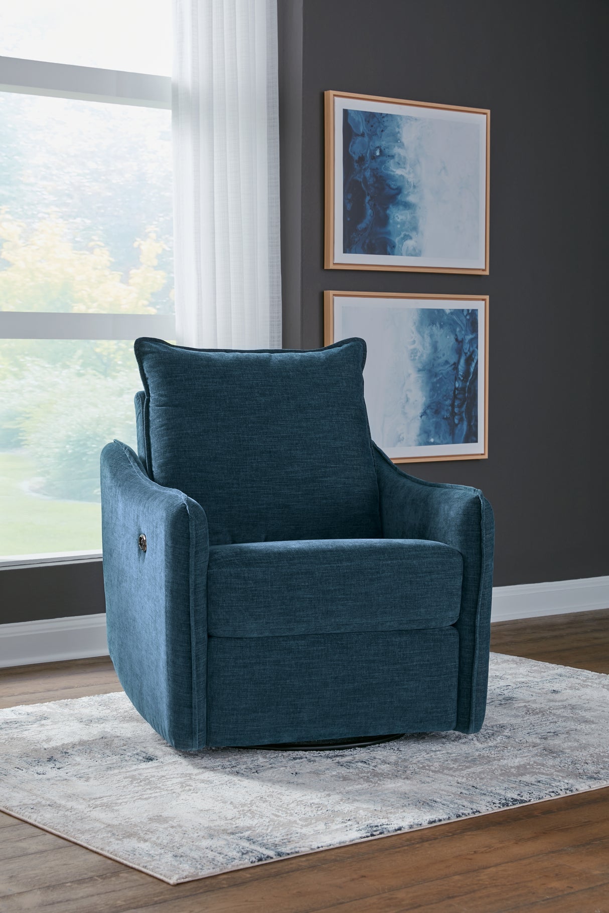 Furniture City Houma - Ashley Furniture - McBurg Swivel Power Recliner - Swivel Power Recliner / Navy - 4480128