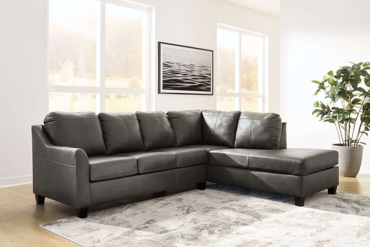 Furniture City Houma - Ashley Furniture - Valderno 2-Piece Sectional with Chaise - LAF 2-Piece Sectional with Chaise / Fog - 47804S1