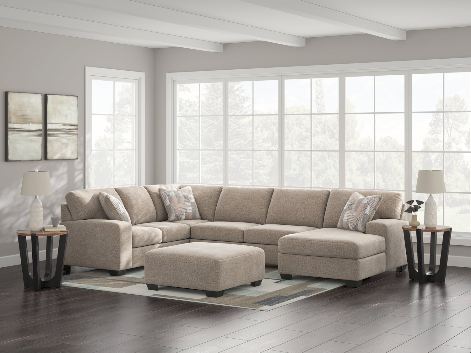 Furniture City Houma - Ashley Furniture - Newellen 3-Piece Sectional with Chaise - LAF 3-Piece Sectional with Chaise / Hemp - 48404S2