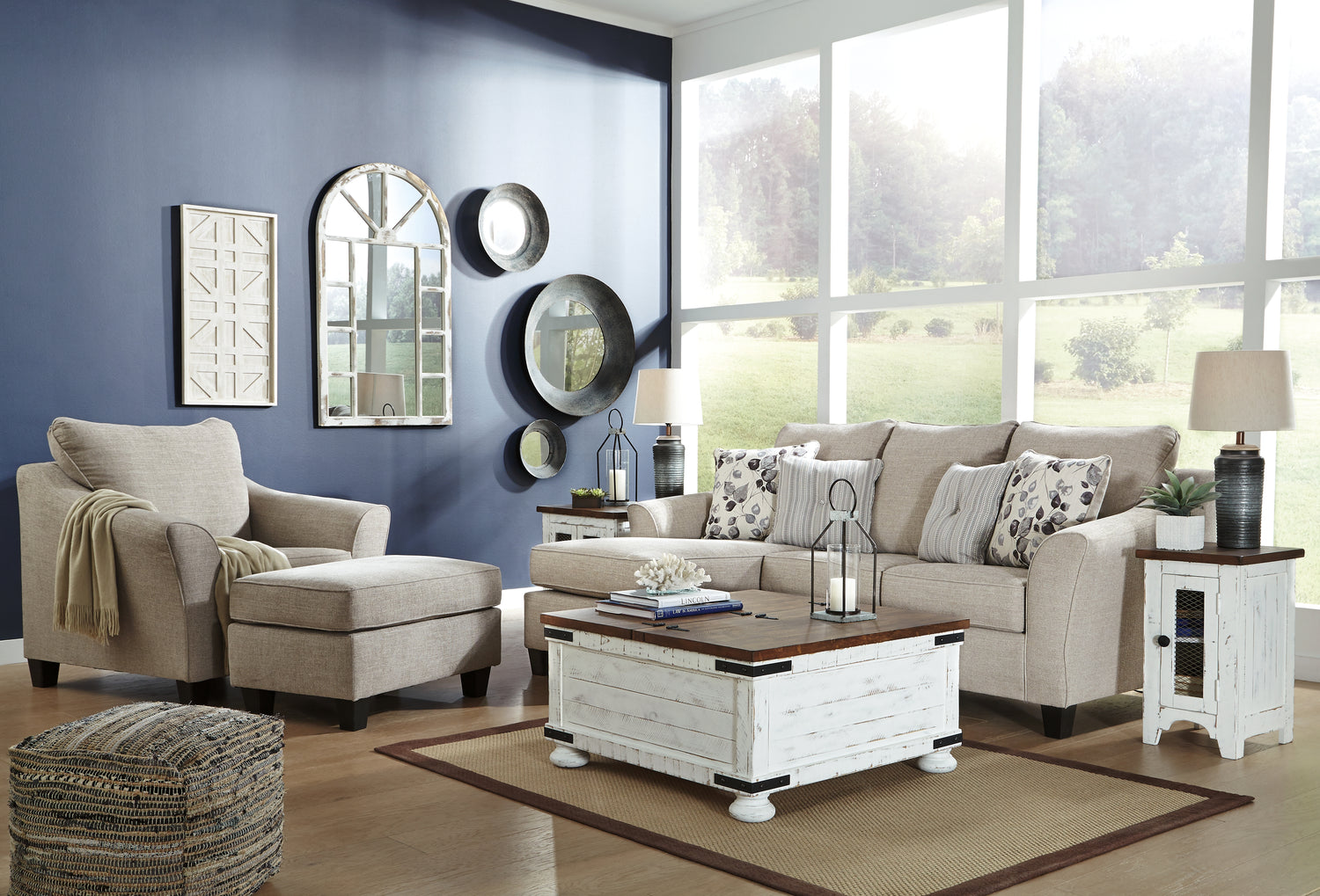 Furniture City Houma - Ashley Furniture - Abney Sofa Chaise, Chair, and Ottoman - Sofa Chaise, Chair, and Ottoman - 49701U3