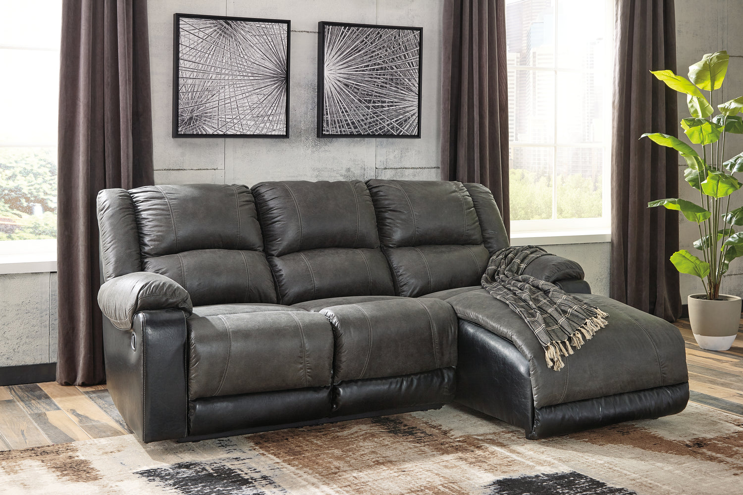 Furniture City Houma - Ashley Furniture - Nantahala 3-Piece Reclining Sectional with Chaise - 3-Piece Reclining Sectional with Chaise - 50301S9