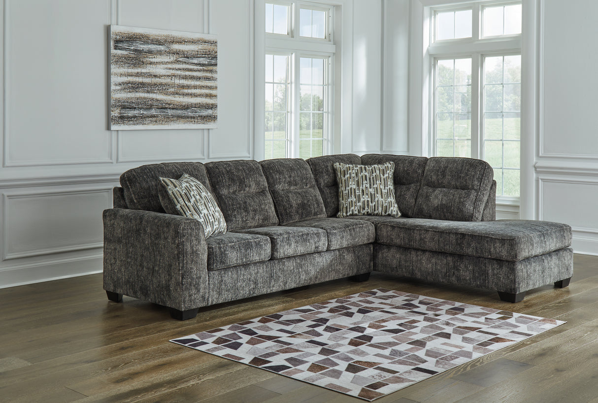 Furniture City Houma - Ashley Furniture - Lonoke 2-Piece Sectional with Chaise - LAF 2-Piece Sectional with Chaise / Gunmetal - 50504S2