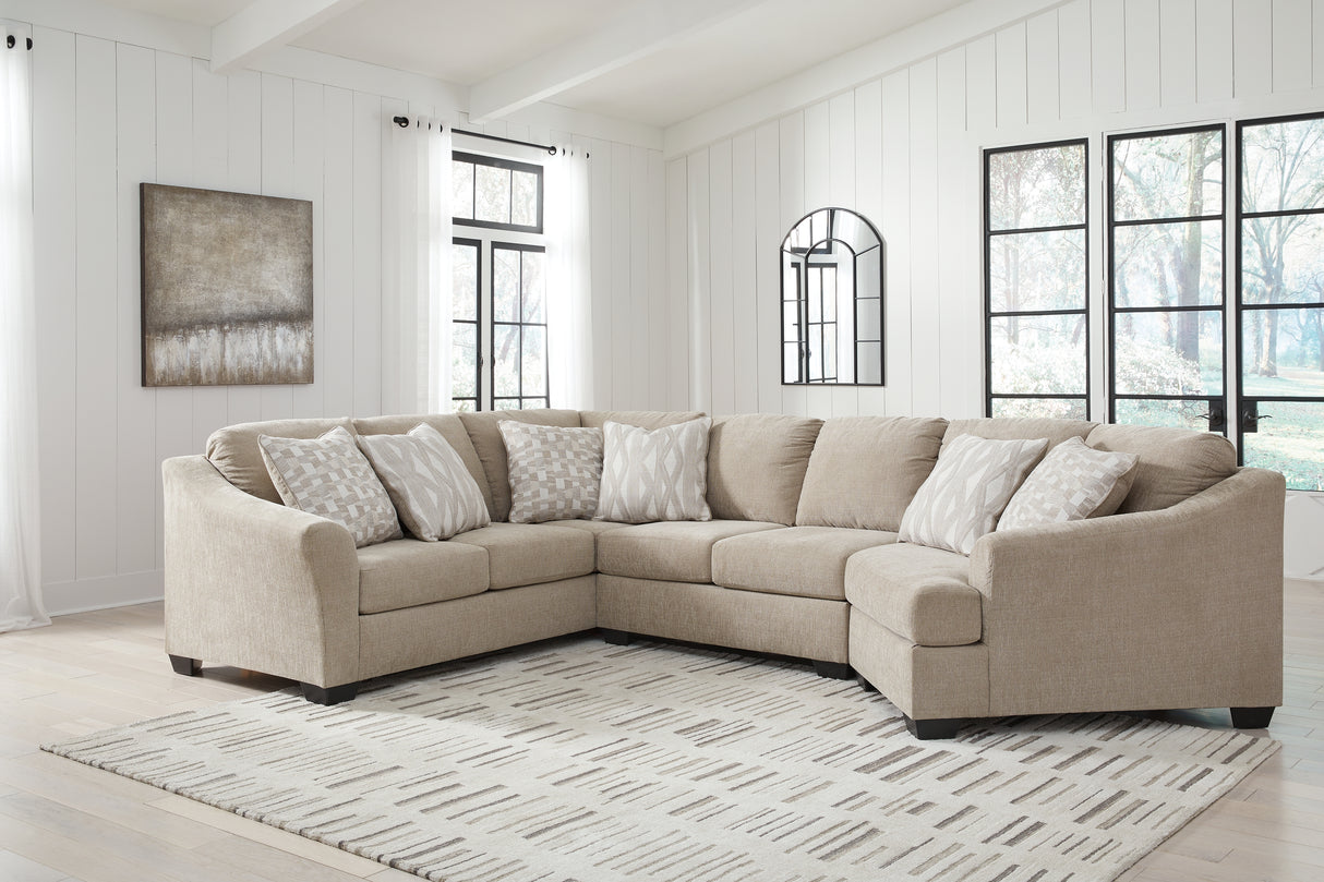 Furniture City Houma - Ashley Furniture - Brogan Bay 3-Piece Sectional with Cuddler - LAF 3-Piece Sectional with Cuddler / Cork - 52705S1