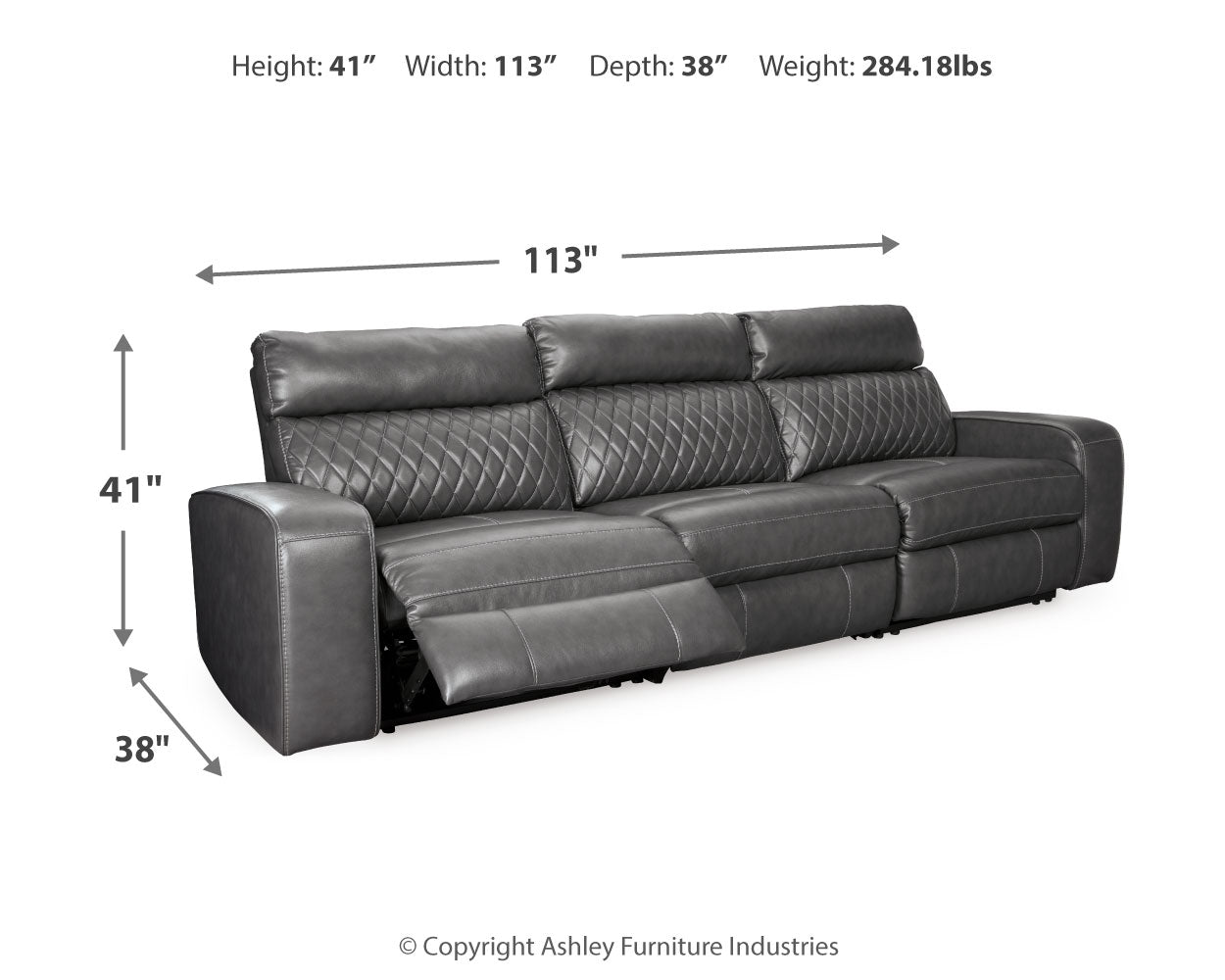 Samperstone 3-Piece Power Reclining Sectional Sofa