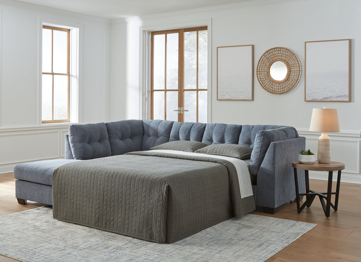 Furniture City Houma - Ashley Furniture - Marleton 2-Piece Sleeper Sectional with Chaise - RAF 2-Piece Sleeper Sectional with Chaise / Denim - 55303S3