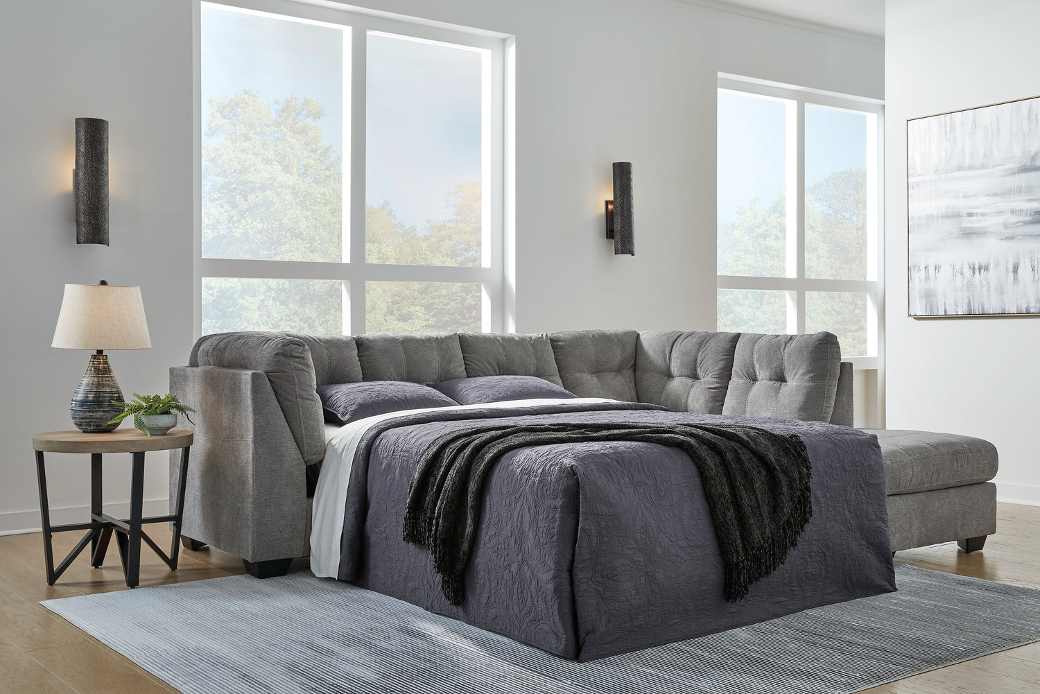 Furniture City Houma - Ashley Furniture - Marleton 2-Piece Sleeper Sectional with Chaise - 2-Piece Sleeper Sectional with Chaise / Gray - 55305S4