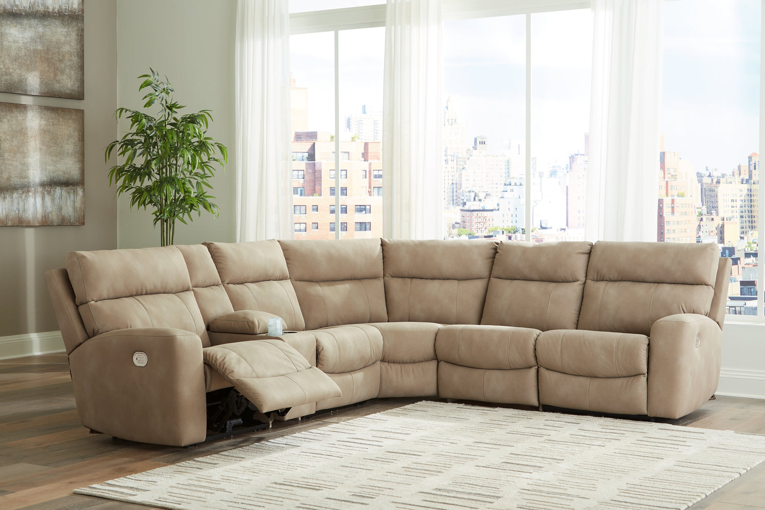 Furniture City Houma - Ashley Furniture - Next-Gen DuraPella 6-Piece Power Reclining Sectional - 6-Piece Power Reclining Sectional / Sand - 61004S7