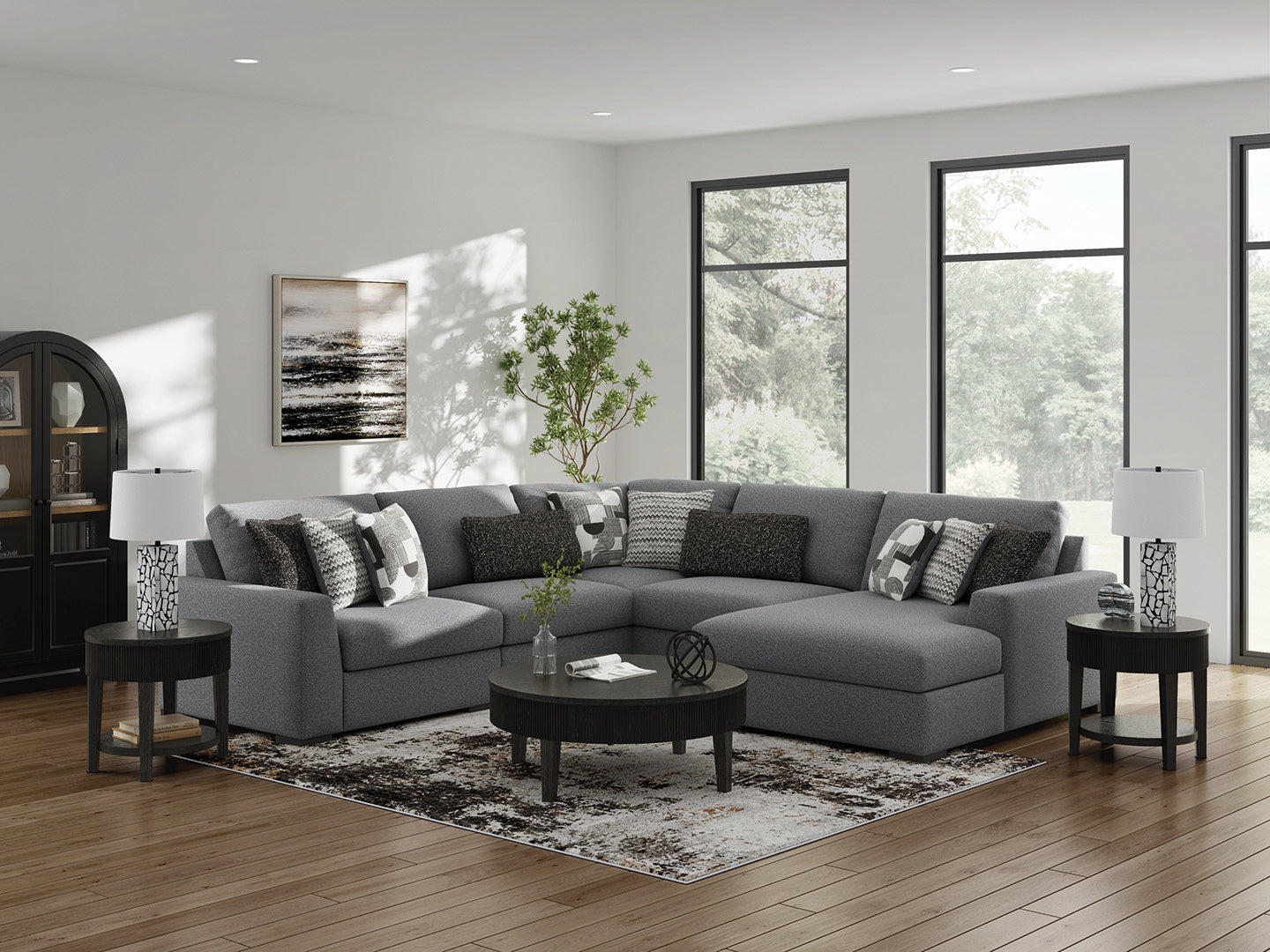 Furniture City Houma - Ashley Furniture - Bealton 5-Piece Sectional with Chaise - RAF 5-Piece Sectional with Chaise - 61305S7
