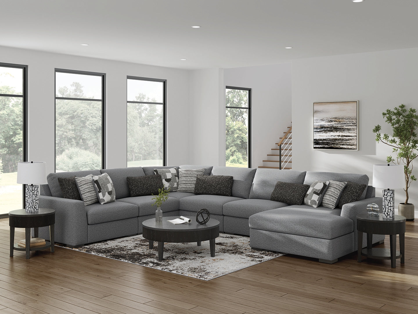 Furniture City Houma - Ashley Furniture - Bealton 6-Piece Sectional with Chaise - RAF 6-Piece Sectional with Chaise - 61305S12