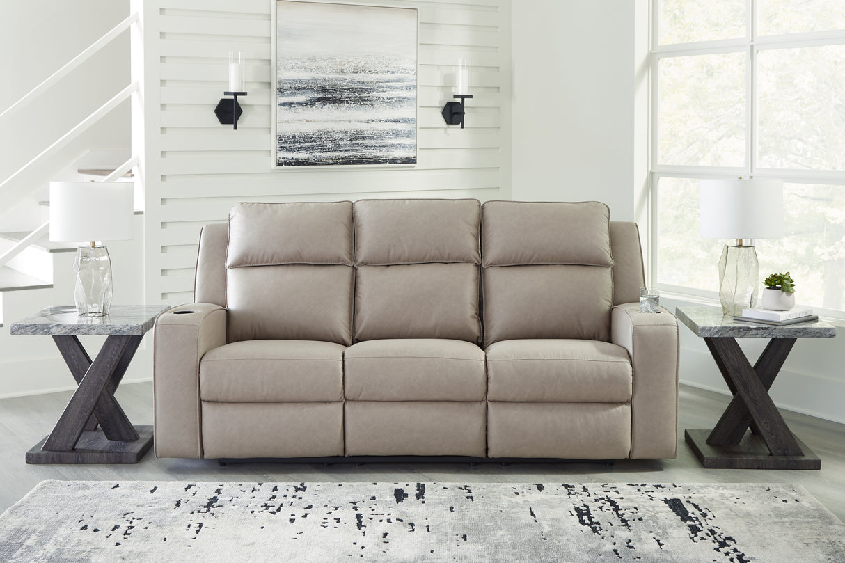 Furniture City Houma - Ashley Furniture - Lavenhorne Reclining Sofa with Drop Down Table - REC Sofa w/Drop Down Table / Pebble - 6330789