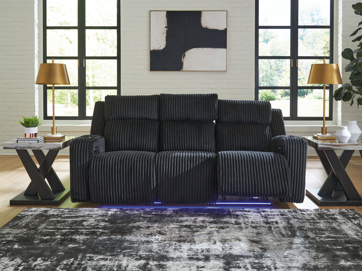 Furniture City Houma - Ashley Furniture - Forest Lake Power Reclining Sofa - PWR REC Sofa with ADJ Headrest / Black - PC6420215
