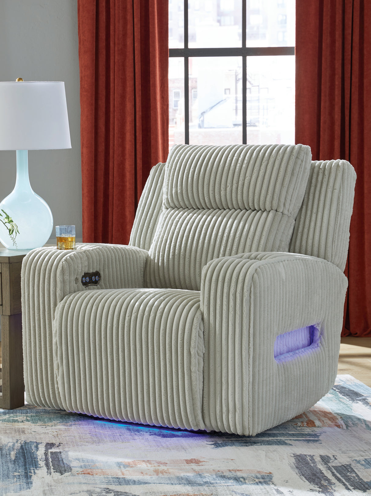 Furniture City Houma - Ashley Furniture - Forest Lake Power Recliner - PWR Recliner/ADJ Headrest / Alloy - PC6420313