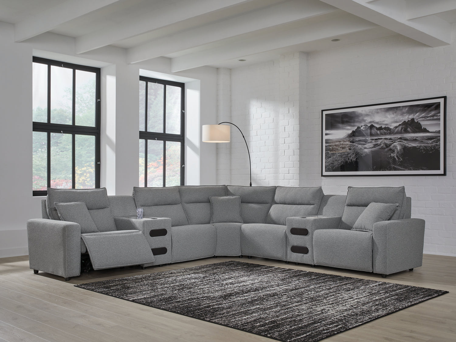Furniture City Houma - Ashley Furniture - ModMax II 7-Piece Power Reclining Sectional with Audio Consoles - 7-Piece Power Reclining Sectional with Audio Consoles - 65906S9