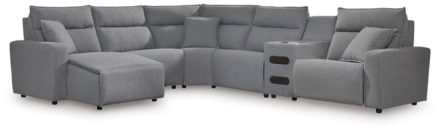 Furniture City Houma - Ashley Furniture - ModMax II 6-Piece Reclining Sectional with Chaise and Audio Console - 6-Piece Reclining Sectional with Chaise and Audio Console - 65906S29