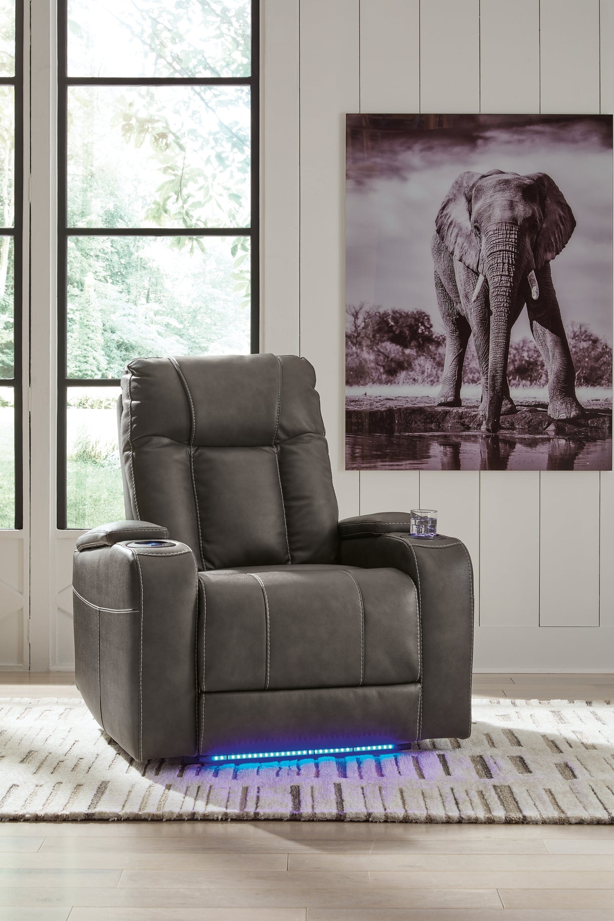 Furniture City Houma - Ashley Furniture - Feazada Power Recliner - PWR Recliner/ADJ Headrest / Shadow - 6620513