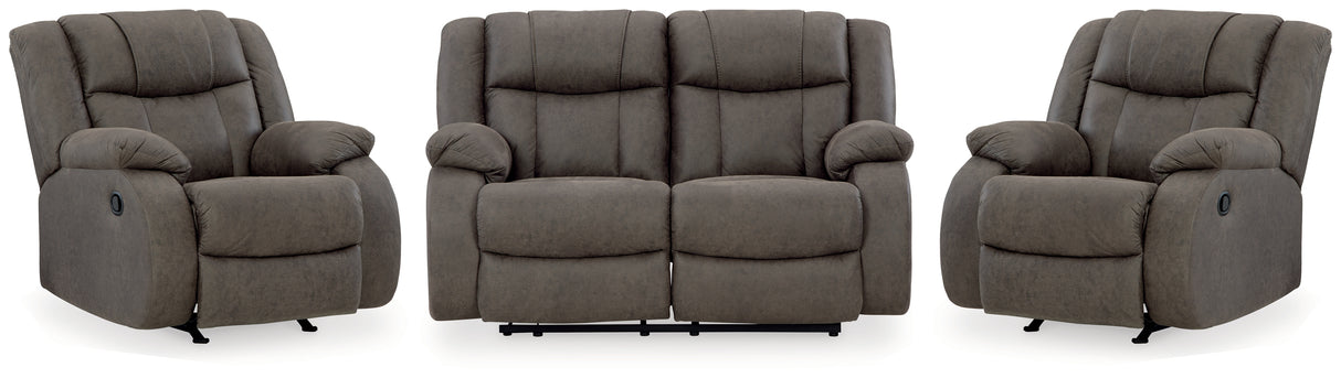 Furniture City Houma - Ashley Furniture - First Base Reclining Loveseat and 2 Recliners - Reclining Loveseat and 2 Recliners - 68804U3