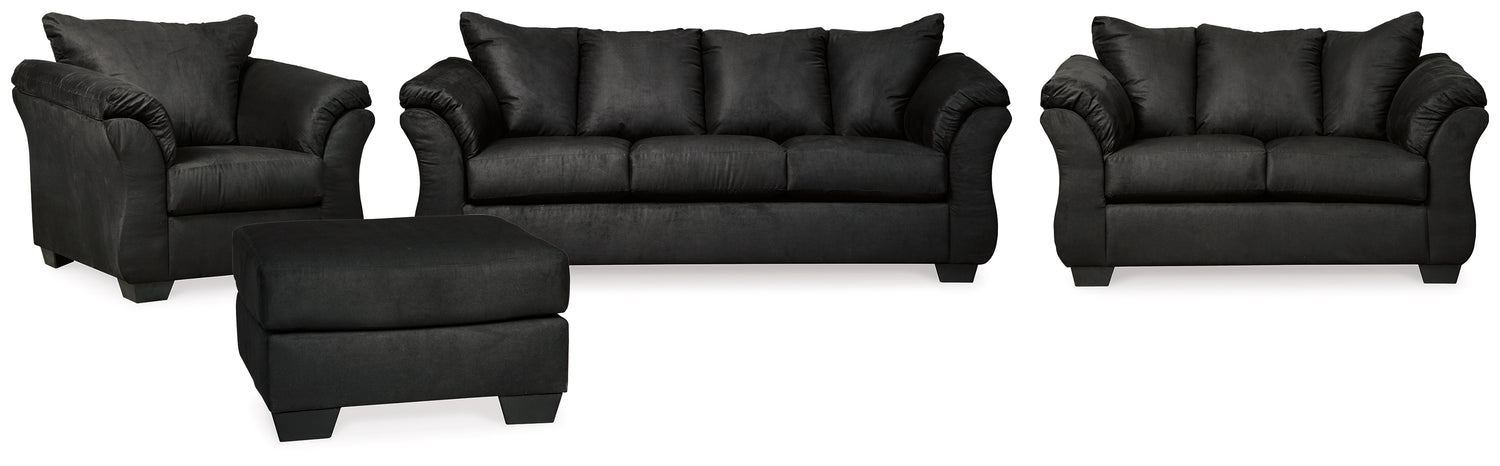 Furniture City Houma - Ashley Furniture - Darcy Sofa, Loveseat, Chair and Ottoman - Sofa, Loveseat, Chair and Ottoman / Black - 75008U8